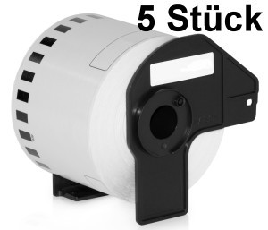 5 x kompatible Runde-Etiketten Brother (DK-11207), 58mm x 58mm, 100 Etiketten/Rolle, schwarz auf weiss, permanent 5 x kompatible Runde-Etiketten Brother (DK-11207), 58mm x 58mm, 100 Etiketten/Rolle, schwarz auf weiss, permanent