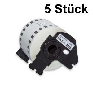 5 x Etiketten kompatible Brother (DK-44205), 62mm x 30,48m, 1 Rolle - 30,48 Meter, weiss, ablösbar 5 x Etiketten kompatible Brother (DK-44205), 62mm x 30,48m, 1 Rolle - 30,48 Meter, weiss, ablösbar