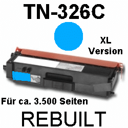 Toner-Patrone rebuilt Brother (TN-326C) Cyan MFC L-8600CDW/8650CDW/8850CDW, DCP L-8400CDN/8450CDN, HL L-8250CDN/8300Series/8350CDW/8350CDWT Toner-Patrone rebuilt Brother (TN-326C) Cyan MFC L-8600CDW/8650CDW/8850CDW, DCP L-8400CDN/8450CDN, HL L-8250CDN/8300Series/8350CDW/8350CDWT