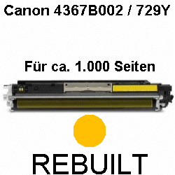 Toner-Patrone rebuilt Canon (729Y/4367B002), Yellow, I Sensys LBP-7000 Series/LBP-7010 C/LBP-7018 C,Lasershot LBP-7000 Series Toner-Patrone rebuilt Canon (729Y/4367B002), Yellow, I Sensys LBP-7000 Series/LBP-7010 C/LBP-7018 C,Lasershot LBP-7000 Series
