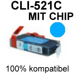 Drucker-Patrone kompatibel Canon (CLI-521C) Cyan mit Chip IP-3600/4600/4600X/4700, Pixma MP-540/550/560/620/630/640/640R/980/990, Pixma MX-860/870 Drucker-Patrone kompatibel Canon (CLI-521C) Cyan mit Chip IP-3600/4600/4600X/4700, Pixma MP-540/550/560/620/630/640/640R/980/990, Pixma MX-860/870