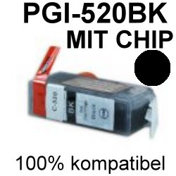 Drucker-Patrone kompatibel Canon (PGI-520BK) Black mit Chip Pixma IP-3600/4600/4600X/4700, Pixma MP-540/550/560/620/630/640/640R/980/990, Pixma MX-860/870 Drucker-Patrone kompatibel Canon (PGI-520BK) Black mit Chip Pixma IP-3600/4600/4600X/4700, Pixma MP-540/550/560/620/630/640/640R/980/990, Pixma MX-860/870