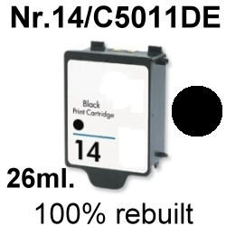 Drucker-Patrone rebuilt HP (NO.14/C5011DE) Black HP Color InkJet CP-1160/CP-1160TN/CP1160/CP1160TN, HP Digital Copier Pritner 510/610 Drucker-Patrone rebuilt HP (NO.14/C5011DE) Black HP Color InkJet CP-1160/CP-1160TN/CP1160/CP1160TN, HP Digital Copier Pritner 510/610