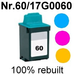 Drucker-Patrone rebuilt Lexmark (17G0060/NO.60) Color Lexmark Z-12/22/32/Z12/Z22/Z32, Compaq IJ-600/IJ600, Acer M-610/M610