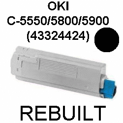 Toner-Patrone rebuilt Oki (43324424) Black C5500/C5550/C5800/C5900, C-5500/5550/5800/5900