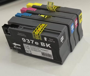 Multipack Drucker-Patrone rebuilt HP (937E) BK/C/M/Y, mit XL-Füllung, HP OfficeJet Pro-9100/9110/9117/9120/9123/9130/9133/9700/9720/9730