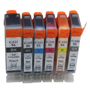 6-er Multipack Drucker-Patrone kompatibel Canon (PGI-525/CLI-526) BK/PBK/C/M/Y/GR 6-er Multipack Drucker-Patrone kompatibel Canon (PGI-525/CLI-526) BK/PBK/C/M/Y/GR