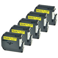 5 x Schriftband kompatible Brother MK621 (M-K621) P-Touch, Schwarz auf Gelb, 9mm x 8m