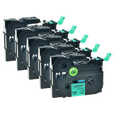 5 x kompatible Brother TZe-741, (TZ741) P-Touch, schwarz auf grün, 18mm x 8m, laminiert 5 x kompatible Brother TZe-741, (TZ741) P-Touch, schwarz auf grün, 18mm x 8m, laminiert