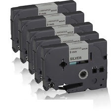 5 x kompatible Brother TZe-921, (TZ921) P-Touch, black on silver, 9mm x 8m 5 x kompatible Brother TZe-921, (TZ921) P-Touch, black on silver, 9mm x 8m