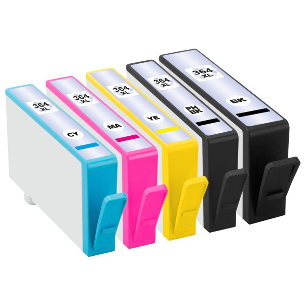 5-er Multipack Drucker-Patrone kompatibel HP (Nr.364XL) BK/PBK/C/M/Y