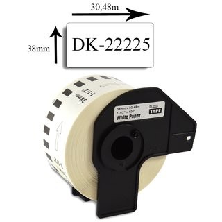 Universal-Etiketten Brother (DK-22225), 38mm x 30,48m, 1 Rolle - 30,48 Meter, weiss, permanent