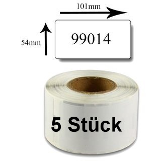 5 x Etiketten kompatible Dymo (99014) 54mm x 101mm, 220 Etiketten/Rolle, weiss, permanent