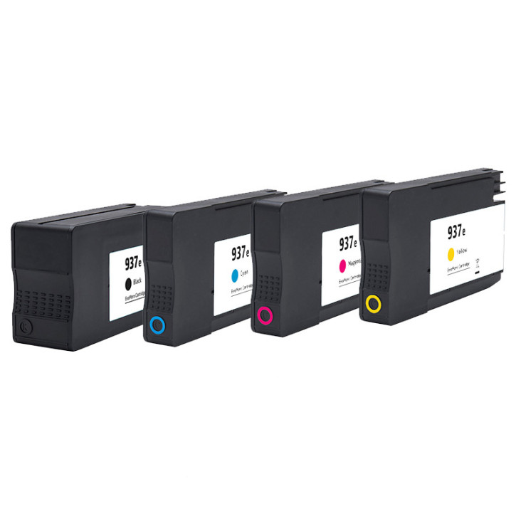 Multipack Drucker-Patrone rebuilt HP (937E) BK/C/M/Y, mit XL-Füllung, HP OfficeJet Pro-9100/9110/9117/9120/9123/9130/9133/9700/9720/9730