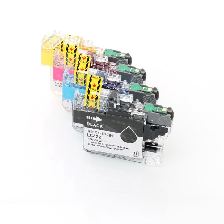 Multipack Drucker-Patronen kompatibel Brother (LC-422 VAL) BK+C+M+Y, Brother MFC-J 5340DW, 5345DW, 5740DW, 6540DW, 6590DW, 6940DW