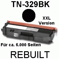 Toner-Patrone rebuilt Brother (TN-329BK) Black, DCP L 8450 CDW/MFC L 8600 CDW/MFC L 8850 CDW