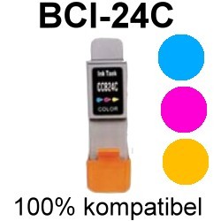 Drucker-Patrone kompatibel Canon (BCI-24C) Color Pixma IP-1000/1500/2000, Pixma MP-110/130/390, Smartbase MP-360/360S/370/375R/390, S-200/210/300/330/330 Photo, Canon I250/I255/I320/I350/I355/I450/I455/I470/I475