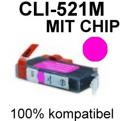 Drucker-Patrone kompatibel Canon (CLI-521M) Magenta mit Chip IP-3600/4600/4600X/4700, Pixma MP-540/550/560/620/630/640/640R/980/990, Pixma MX-860/870