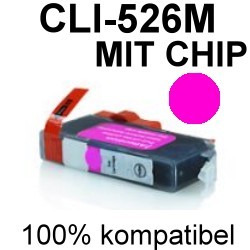 Drucker-Patrone kompatibel Canon (CLI-526M) Magenta mit Chip Pixma-IP4850/IP4950/IX6550, Pixma MG5150/MG5250/MG5340/MG5350/MG5150/MG6250/MG8150/MG8240/MG8250