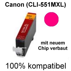 Drucker-Patrone kompatibel Canon (CLI-551 M XL) Magenta mit Chip Pixma IP 7200 Series IP 7250, IP 8700, IP 8750, IX 6800 Series, IX 6850, MG 5400 Series, MG 5450, MG 5500 Series, MG 5550, MG 5600 Series, MG 5650, MG 5655, MG 6300 Series, MG 6350, MG 6400