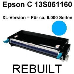 Toner-Patrone rebuilt Epson (C13S051160) Cyan, Aculaser C 2800/C 2800 DN/C 2800 DTN/C 2800 N/C 2800 Series