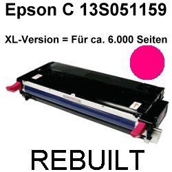 Toner-Patrone rebuilt Epson (C13S051159) Magenta, Aculaser C 2800/C 2800 DN/C 2800 DTN/C 2800 N/C 2800 Series