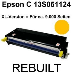 Toner-Patrone rebuilt Epson (C13S051124) Yellow, Aculaser C 3800/C 3800 DN/C 3800 DTN/C 3800 N/C 3800 Series