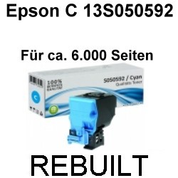 Toner-Patrone rebuilt Epson (C13S050592) Cyan, Aculaser C 3900/C 3900 DN/C 3900 DTN/C 3900 N/C 3900 Series/C 3900 TN/CX 37 DN/CX 37 DNF/CX 37 DTN/CX 37 Dtnf