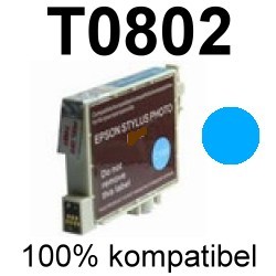 Drucker-Patrone kompatibel Epson (T080240/T0802) Cyan Epson Stylus Photo R265/R285/R360, RX560/RX585/RX595/RX685, PX650/PX660/PX700/PX710/PX720/PX730/PX800/PX810/PX820/PX830