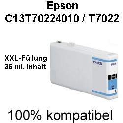 Drucker-Patrone kompatibel Epson (C13T70224010/T7022) Cyan Workforce Pro WP-4015DN/4025DW/4095DN/4515DN/4525DNF/4535DWF/4545DTWF/4595DNF