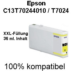 Drucker-Patrone kompatibel Epson (C13T70244010/T7024) Yellow Workforce Pro WP-4015DN/4025DW/4095DN/4515DN/4525DNF/4535DWF/4545DTWF/4595DNF