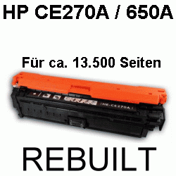 Toner-Patrone rebuilt HP (CE270A/650A) Black, Color LaserJet Enterprise CP 5500 Series/CP 5520 Series/CP 5525 DN/CP 5525 N/CP 5525 XH/M 750 DN/M 750 N/M 750 Series                    HP Color LaserJet Enterprise M 750 XH