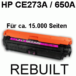 Toner-Patrone rebuilt HP (CE273A/650A) Magenta, Color LaserJet Enterprise CP 5500 Series/CP 5520 Series/CP 5525 DN/CP 5525 N/CP 5525 XH/M 750 DN/M 750 N/M 750 Series                    HP Color LaserJet Enterprise M 750 XH