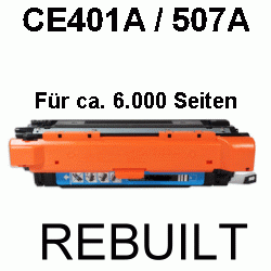 Toner-Patrone rebuilt HP (CE401A/507A) Cyan LaserJet Enterprise 500 Color M-551DN/551N/551XH/570DN/570DW/575C/575DN/575F