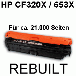 Toner-Patrone rebuilt HP (CF320X/653X) Black, Color LaserJet Enterprise Flow MFP M 680 z/Color LaserJet Enterprise MFP M 680/MFP M 680 dn/MFP M 680 f/MFP M 680 Series