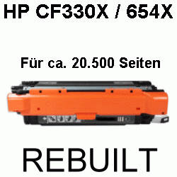 Toner-Patrone rebuilt HP (CF330X/654X) Black, Color LaserJet Enterprise M 650 Series/M 651/M 651 DN/M 651 N/M 651 Series/M 651 XH