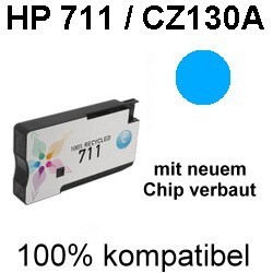 Drucker-Patrone rebuilt HP (711/CZ130A) Cyan, Designjet T 120/T 520/T 520 24 Inch/T 520 36 Inch/T 520 44 Inch/T 520 Series