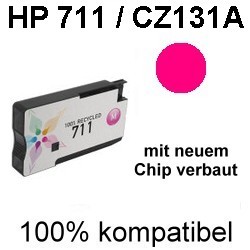 Drucker-Patrone rebuilt HP (711/CZ131A) Magenta, Designjet T 120/T 520/T 520 24 Inch/T 520 36 Inch/T 520 44 Inch/T 520 Series