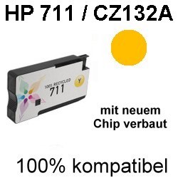 Drucker-Patrone rebuilt HP (711/CZ132A) Yellow, Designjet T 120/T 520/T 520 24 Inch/T 520 36 Inch/T 520 44 Inch/T 520 Series