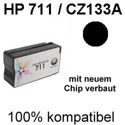 Drucker-Patrone rebuilt HP (711/CZ133A) Black, Designjet T 120/T 520/T 520 24 Inch/T 520 36 Inch/T 520 44 Inch/T 520 Series