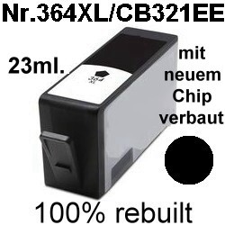 Drucker-Patrone kompatibel HP (NO.364XL/CB321EE) Black mit Chip HP Photosmart-5510/5514/5515/6510/7510/B010/B109/B210/B410/C309/C310/C410/C5300/C5324/C5370/C5380/C5390/C6300/C6324/C6380/D5445/D5460/D7500/D7560, HP DeskJet-3070A/3070Series/D5445/D5460