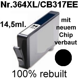 Drucker-Patrone kompatibel HP (NO.364XL/CB317EE) Photo-Black mit Chip HP Photosmart-7510/B410/B8550C309/C310/C410/C510/C5300/C5324/C5370/C5380/C5390/C6300/C6324/C6380/D5445/D5460/D7500/D7560, HP DeskJet-D5445/D5460