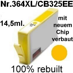 Drucker-Patrone kompatibel HP (Nr.364XL/CB325EE) Yellow mit Chip HP Photosmart-5510/5514/5515/6510/7510/B010/B109/B210/B410/C309/C310/C410/C5300/C5324/C5370/C5380/C5390/C6300/C6324/C6380/D5445/D5460/D7500/D7560, HP DeskJet-3070A/3070Series/D5445/D5460