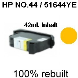 Drucker-Patrone rebuilt HP Nr.44 (51644YE) Yellow, DesignJet 350 C/350 C Plus/450 C/455 CA 24 Inch/455 CA 36 Inch/480 Series/DesignJet 488 CA 24 Inch/488 CA 36 Inch/700/D750 C/750 C Plus/750 Plus/750 Series/755 CM,DeskJet 750/750 C/750 Series/755/755 C