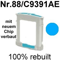 Drucker-Patrone rebuilt HP (Nr.88/C9391AE) Cyan HP OfficeJet Pro-K550/K5300/K5400/K8600/L7400/L7480/L7500/L7580/L7590/L7600/L7680/L7700/L7780/L7810/L7815/L7818