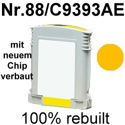 Drucker-Patrone rebuilt HP (Nr.88/C9393AE) Yellow HP OfficeJet Pro-K550/K5300/K5400/K8600/L7400/L7480/L7500/L7580/L7590/L7600/L7680/L7700/L7780/L7810/L7815/L7818