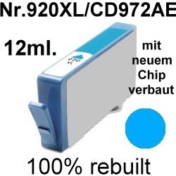 Drucker-Patrone rebuilt HP (NO.920XL/CD972AE) Cyan HP OfficeJet-6000/6000Wireless/6000 special Edition/6500A Plus/6500Wireless/7000/7000 special Edition/7500A/7500 A Wireless