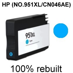 Drucker-Patrone rebuilt HP (NO.951XL/CN046AE) Cyan mit Chip OfficeJet Pro-251dw/276dw/8100e-Printer/8600/8600 E ALL IN ONE/8600 Plus/8600 Plus E ALL IN ONE/8600 Premium/8600 Premium E ALL IN ONE/8610 E ALL IN ONE/8615 E ALL IN ONE/8616 E ALL IN ONE/8620