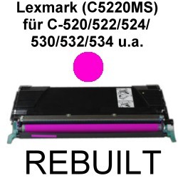 Toner-Patrone rebuilt Lexmark (C5220MS) Magenta Optra C520N/C522N/C524/C524DN/C524DTN/C524N/C530/C530DN/C532DN/C532N/C534DN/C534DTN/C534N