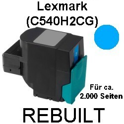 Toner-Patrone rebuilt Lexmark (C540H2CG) Cyan Optra C540/C543/C544/C546, X543/X544/X546/X548
